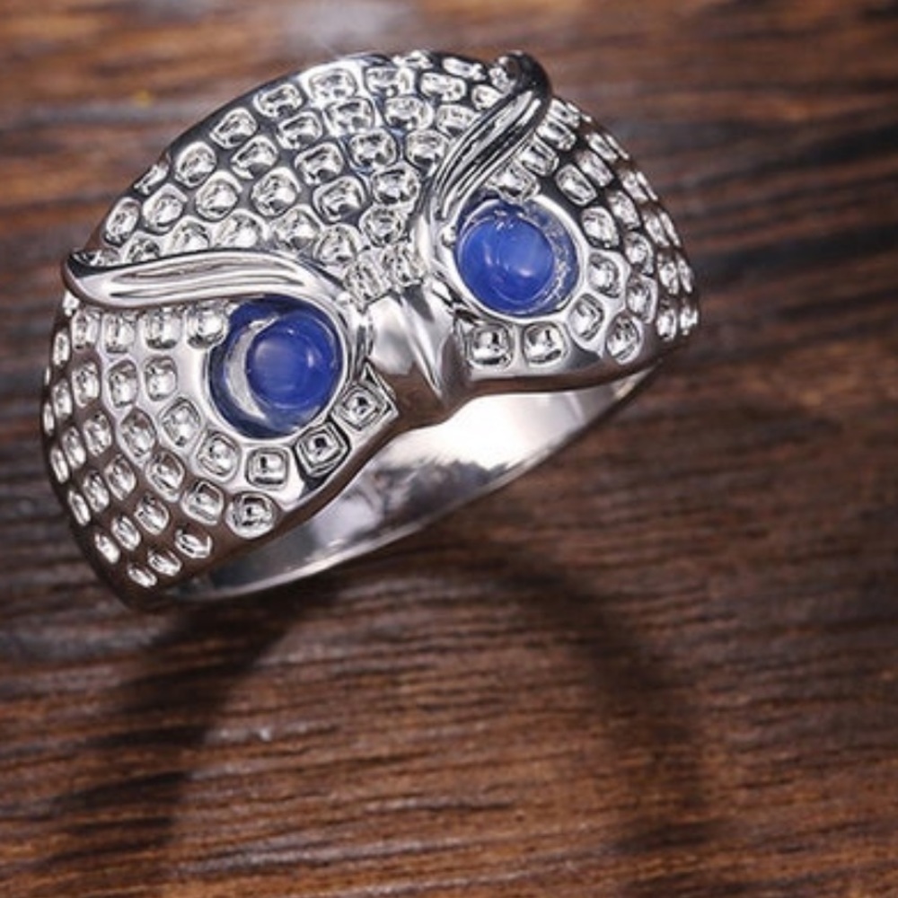 Beautiful 925 silver owl ring - gorgeous blue eyes - Picture 2 of 7